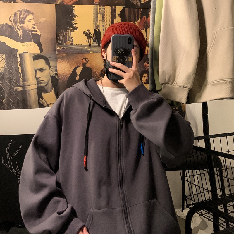 Áo khoác IFNICEFUTURE dáng rộng túi áo kangaroo thời trang mùa Thu cho nam nữ