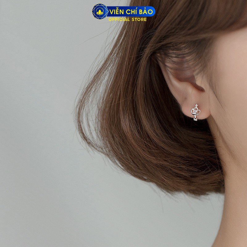 Bông tai bạc nữ nụ vương miện chất liệu bạc 925 thời trang phụ kiện trang sức nữ Viễn Chí Bảo B400709