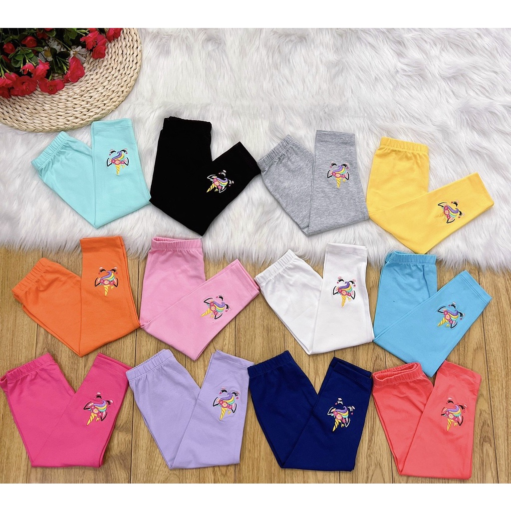 [XUẤT DƯ XỊN] SET 3 QUẦN LEGGING DÀI/ QUẦN DÀI THÊU NGỰA PONY THUN COTTON 4 CHIỀU CHO BÉ 9-34KG