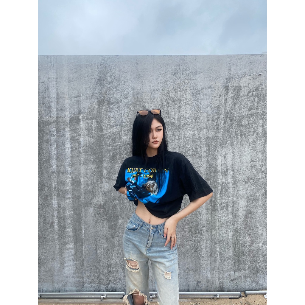 Áo Thun Vintage Kurt Cobain Nirvana Tay Lỡ Unisex - Đen/Trắng Cổ Tròn | Blackwork