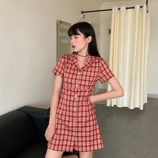 [Thanh Lý] D99 - Đầm Bigsize Dạng Vest Caro Đỏ