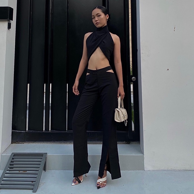 Quần ôm xẻ dáng dài khoét eo-SEXY PANTS