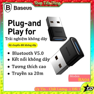 Baseus Mini USB Bluetooth BA04 CSR 5.0 Adapter cho máy tính / Laptop Windows (USB Bluetooth Receiver Adapter)