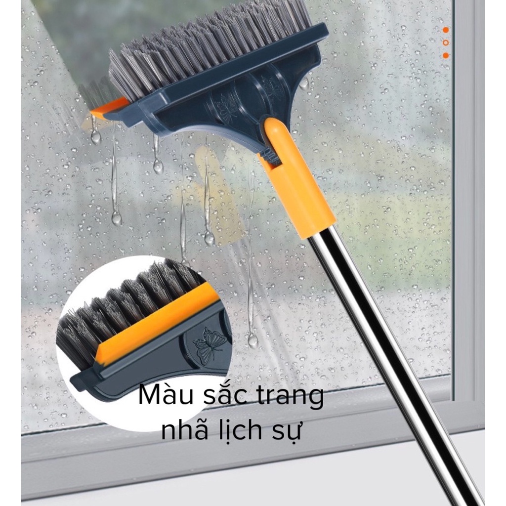 Chổi Cọ Nhà Tắm, Cọ Sàn, Gạt Kính Cán Dài 2 In 1 Siêu Đa Năng - Cây Cọ Sàn Nhà Tắm Xoay 120 Độ Dọn Sạch Mọi Góc Bẩn