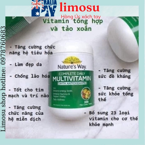 Vitamin Tổng Hợp Tảo Biển Nature’s Way Complete Daily Multivitamin 200 Viên
