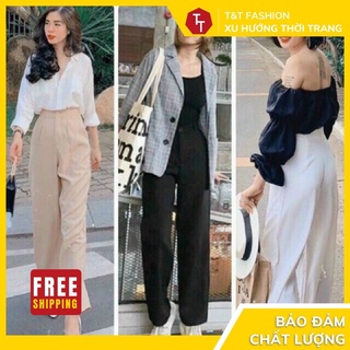 Quần ống rộng vải đũi suông dáng dài khoá thật , quần đũi dáng dài ống rộng tôn dáng trẻ trung - 𝑻&𝑻_𝑭𝒂𝒔𝒉𝒊𝒐𝒏