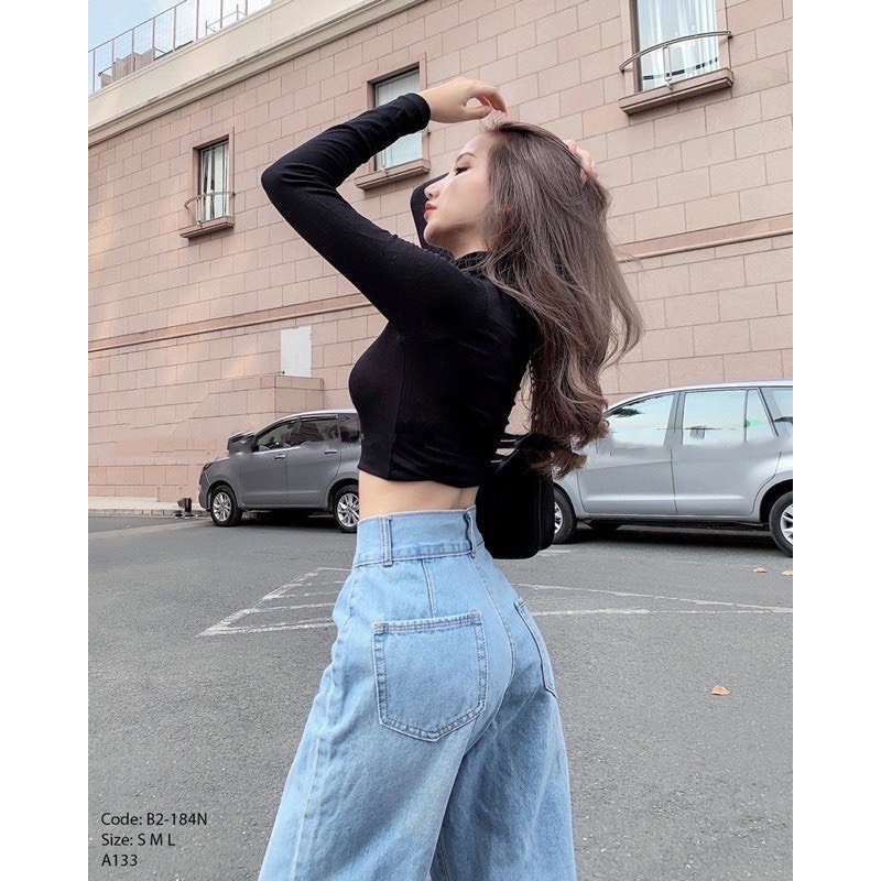 Quần Jeans Baggy Nữ Cạp cao 2 nút Chuẩn Form Hack dáng Chất liệu Cao cấp Trẻ trung cực hot