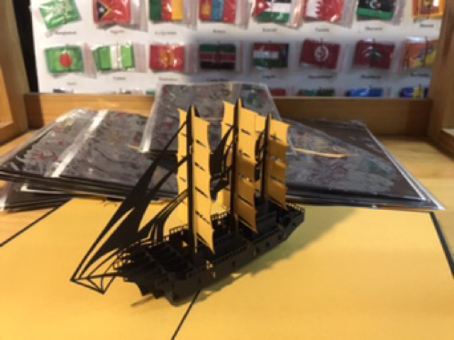 Thuyền 6 ( 3 cánh ) - Boat -   Thiệp  3D ( bìa đen  ) | BigBuy360 - bigbuy360.vn