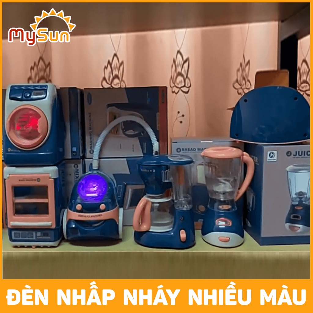 Bộ đồ chơi nhà bếp cỡ to cho bé gái: máy giặt, pha coffee, hút bụi, xay sinh tố tặng PIN – MySun