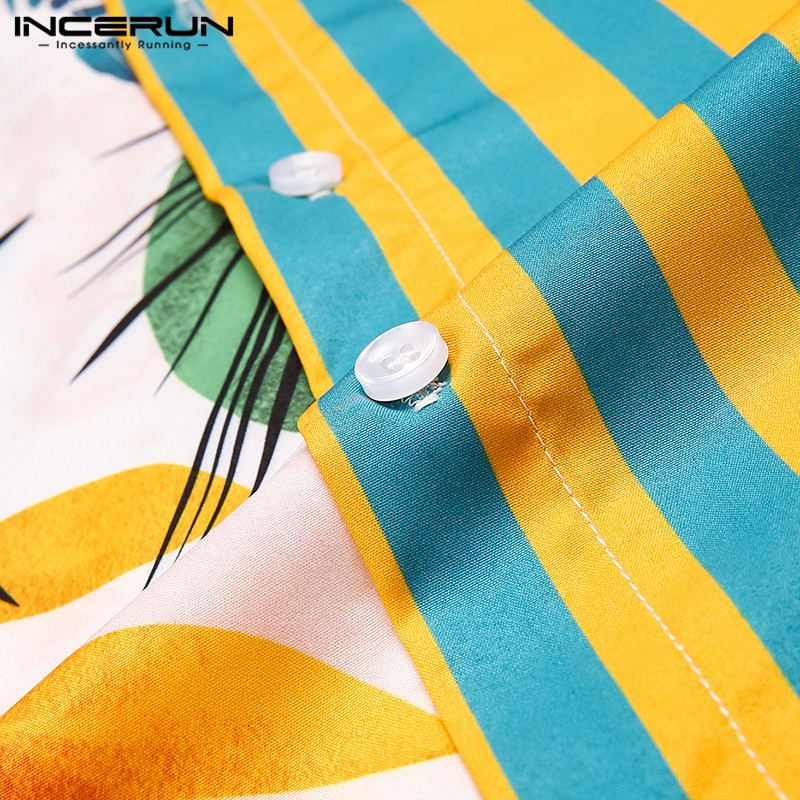 INCERUN Áo sơ mi nam in hình thiết kế thời trang