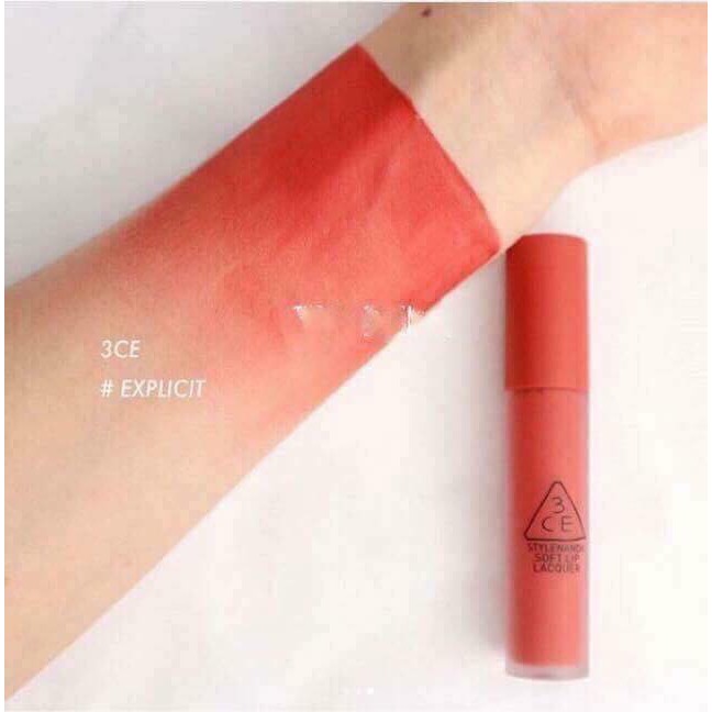 Son 3ce soft lip lacquer màu hồng san hô mã explicit