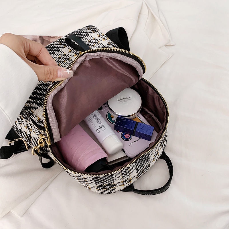 Backpack female 2022ins net red wool backpack student versatile schoolbag