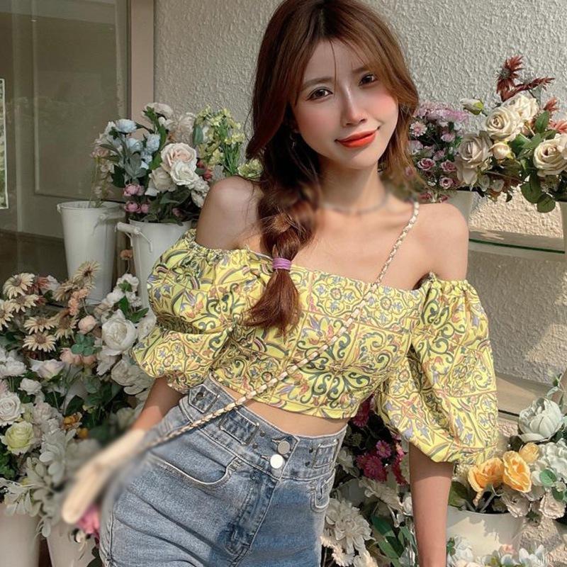 Áo kiểu tay phồng in hoa thời trang hàn quốc xinh xắn dành cho nữ