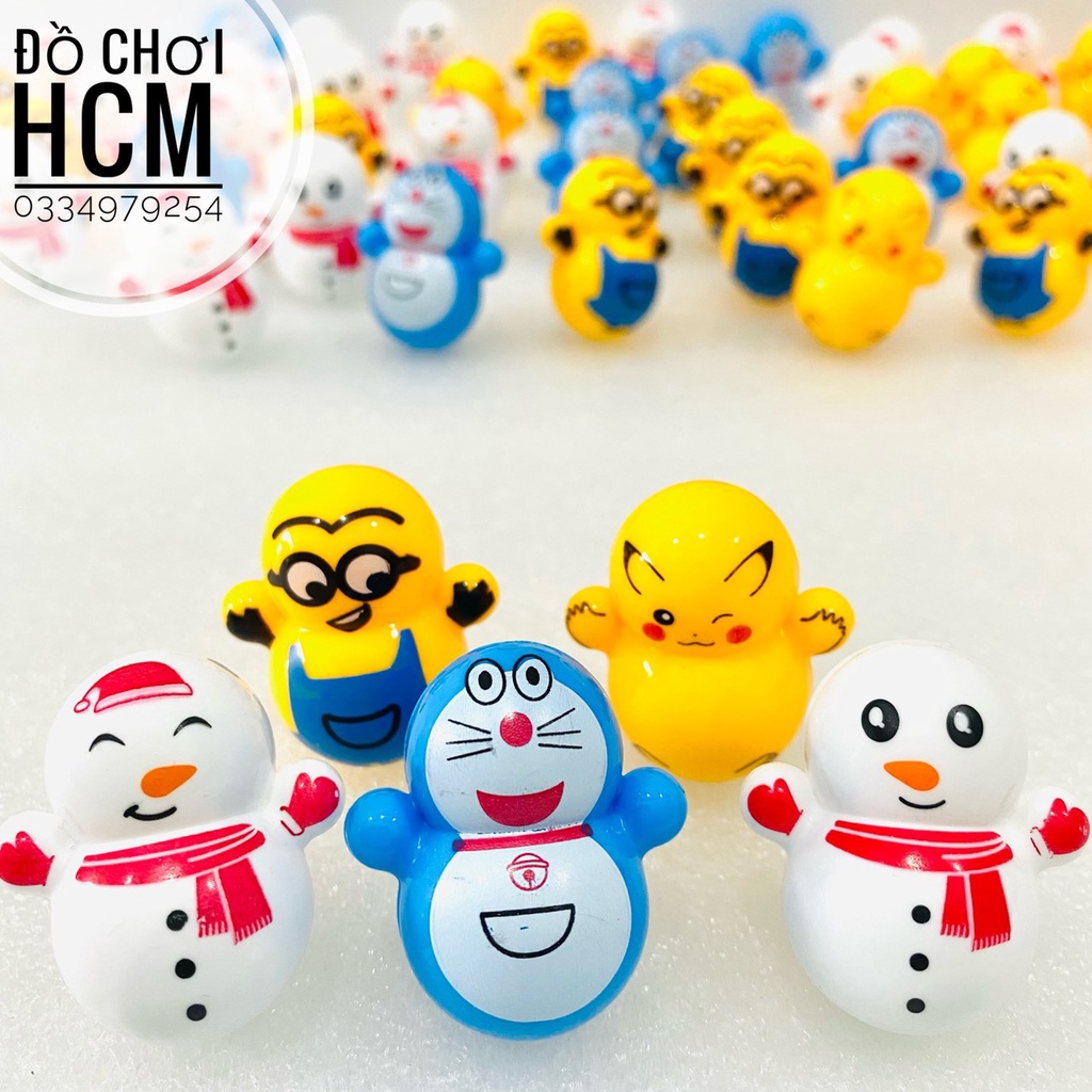 Đồ chơi lật đật mini siêu dễ thương hình Doremon, Pikachu, Minion giúp xả stress, giảm căng thẳng