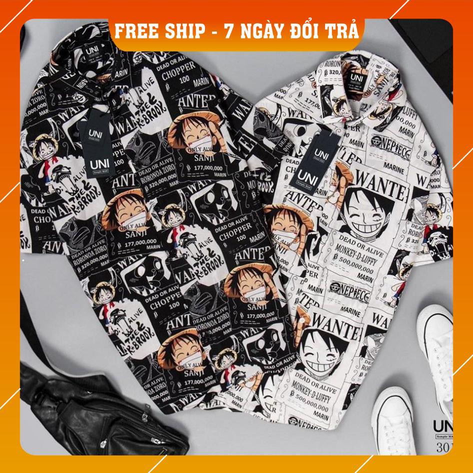 Áo SƠ MI NAM LUFFY form rộng tay lỡ nam nữ unisex