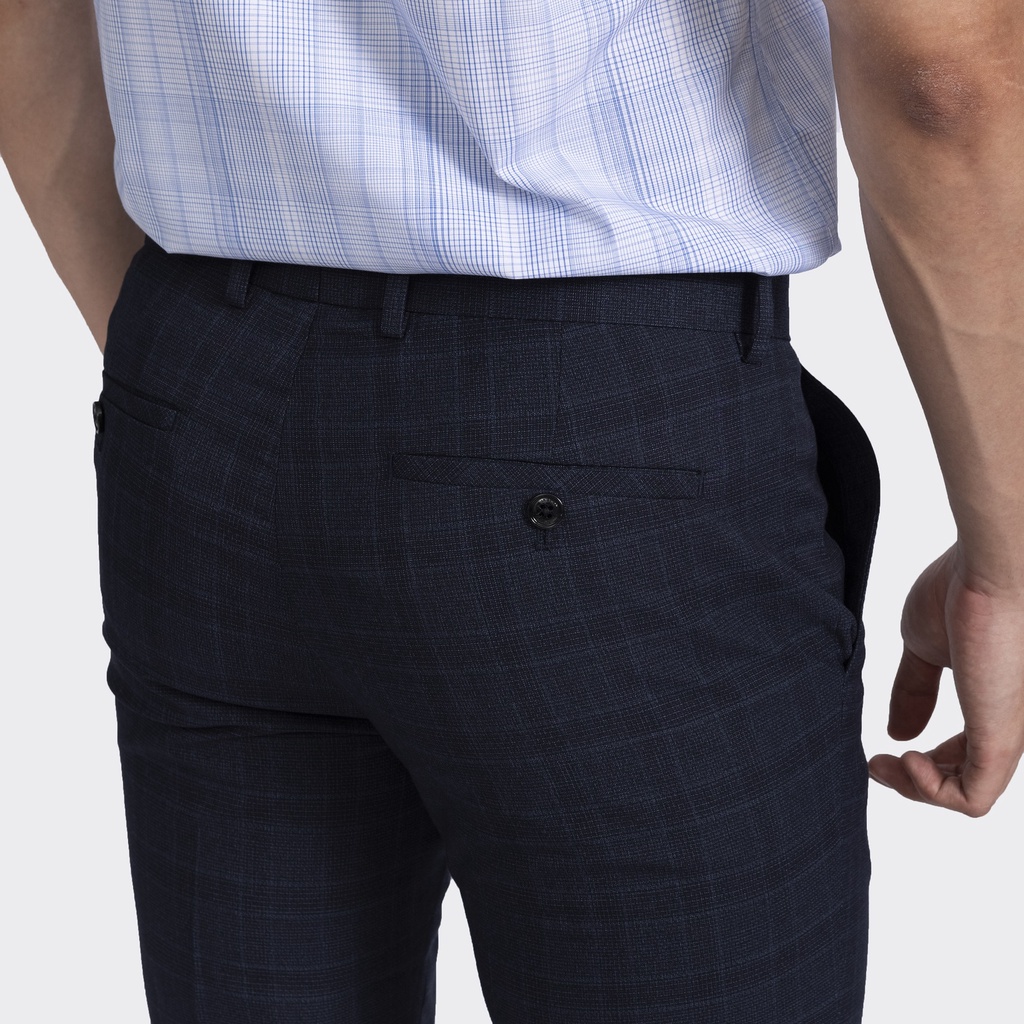 Quần Âu Nam Quần Tây Công Sở Cao Cấp ARISTINO ATR01502 Kẻ Caro màu Xám và Xanh Than Dáng Slim Fit Ôm Nhẹ Vải Polyester