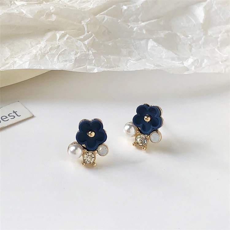 Khuyên tai kẹp không bấm lỗ chốt cố định K079 bằng hợp kim mạ vàng hình bông hoa dáng ngắn Leous Accessories