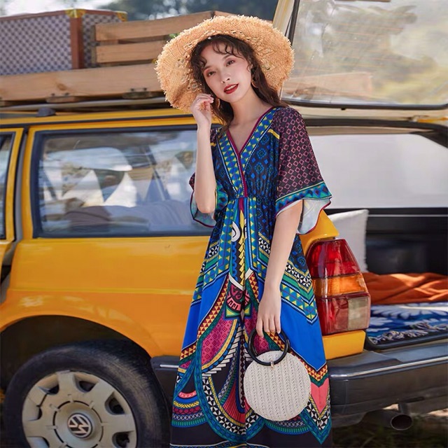 Váy bohemian hoạ tiết hình học