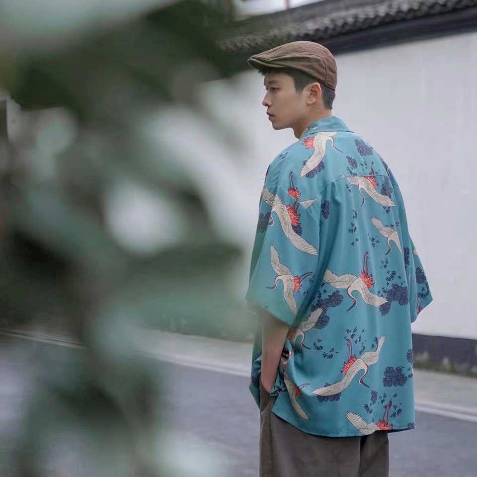 Áo sơ mi nam họa tiết chim thời trang độc đáo | BigBuy360 - bigbuy360.vn