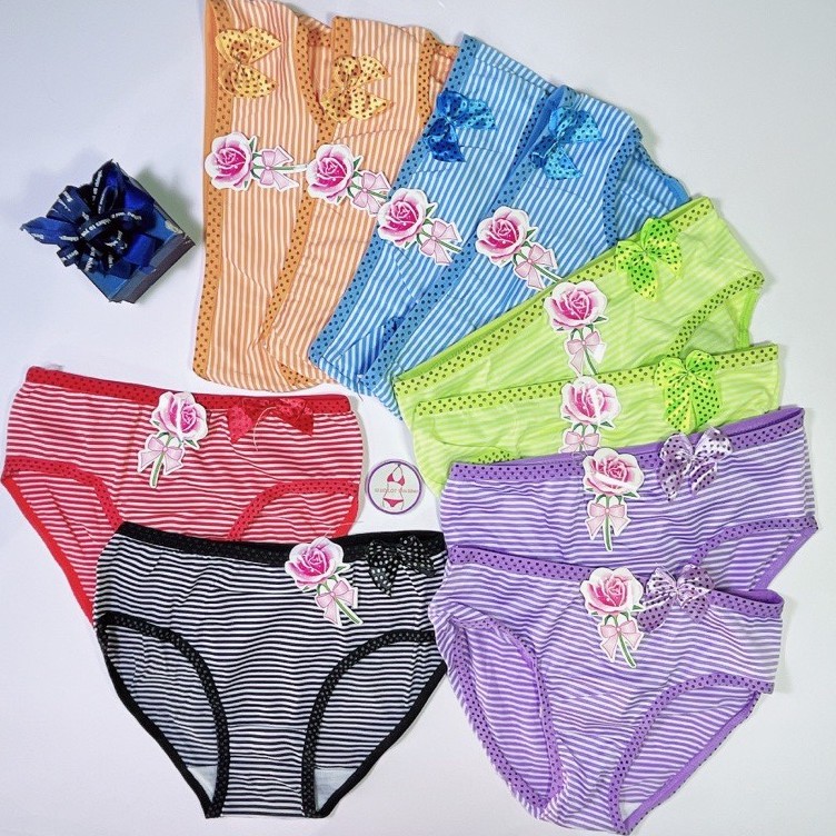 Set 10 quần lót nữ cotton sọc nhỏ,form học sinh&lt;50kg