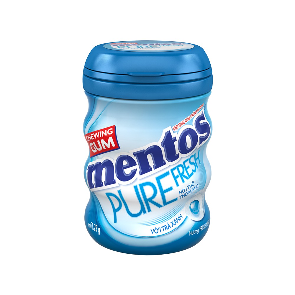 Sing gum không đường Mentos Pure Fresh hương bạc hà (hộp 6 hủ)