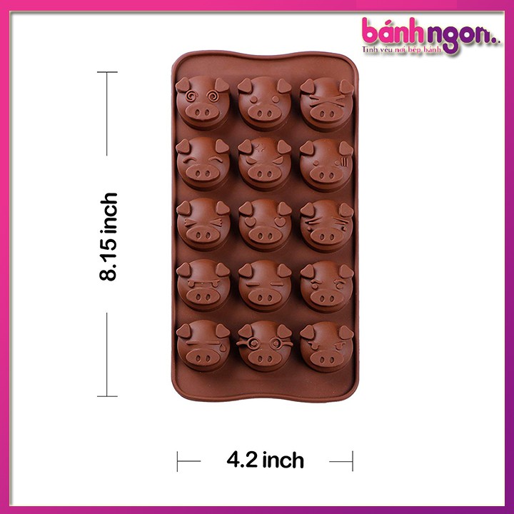 Khuôn Silicon Làm Kẹo Dẻo/Khuôn Silicon Thạch, Socola Mặt Heo Biểu Cảm
