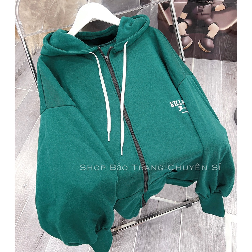 Áo Khoác Nỉ Xanh Rêu SKILL Hottrend 2022 Kiểu Dáng Nam Nữ Mũ 2 Lớp
