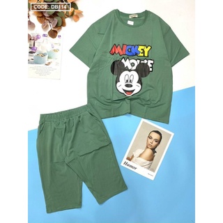 Bộ ngố thun cotton cao cấp áo form xuông rộng quần ngố ôm