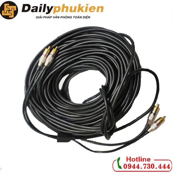 Dây loa 2 đầu hoa sen dài 50m, Cáp loa AV 2 ra 2 dài 50m xịn