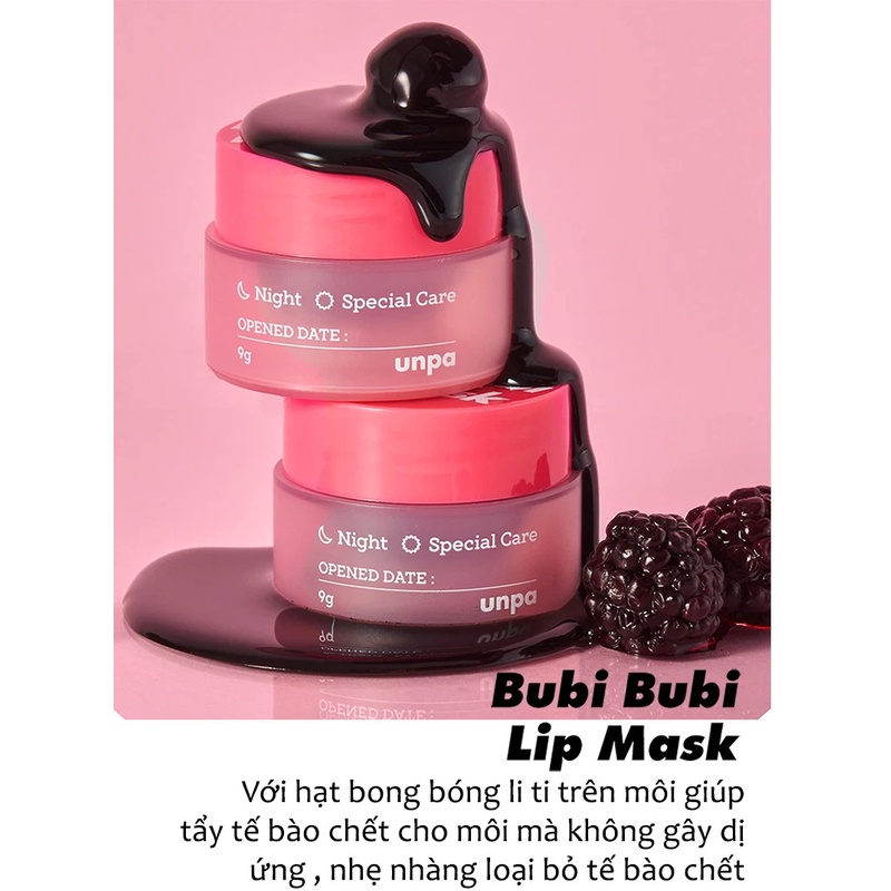 Mặt nạ ngủ môi Unpa dưỡng ẩm, làm hồng môi bubi bubi lip mask 9g NPP Shoptido