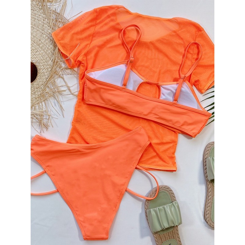 [BKN1155] &lt;ÂU&gt; SET BIKINI 3 MÓN CAM KÈM ÁO CROPTOP (FORM QUẦN TO)