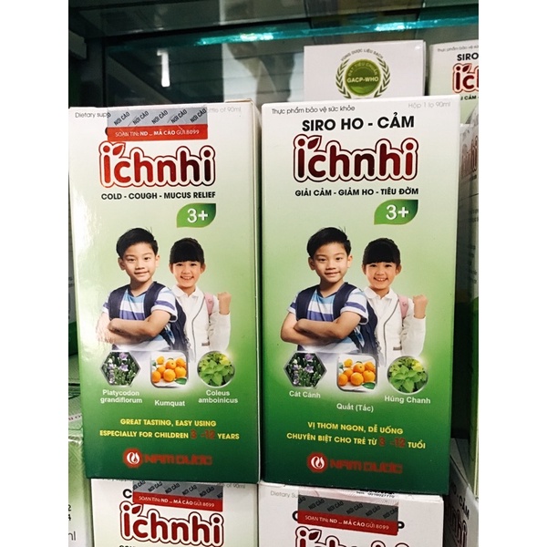 Siro ho ích nhi, ho cảm, hắt hơi, sổ mũi, long đờm cho bé, chai 90ml