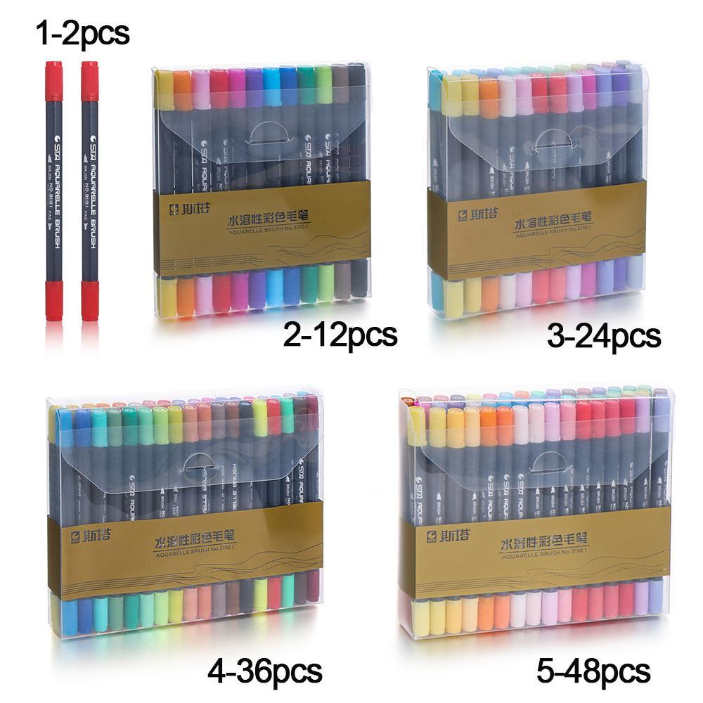 Set 2 / 12 / 24 / 36 / 48 Bút Lông Màu Nước Ngòi 0.8mm Không Độc Hại Chống Thấm Nước Cho Bé