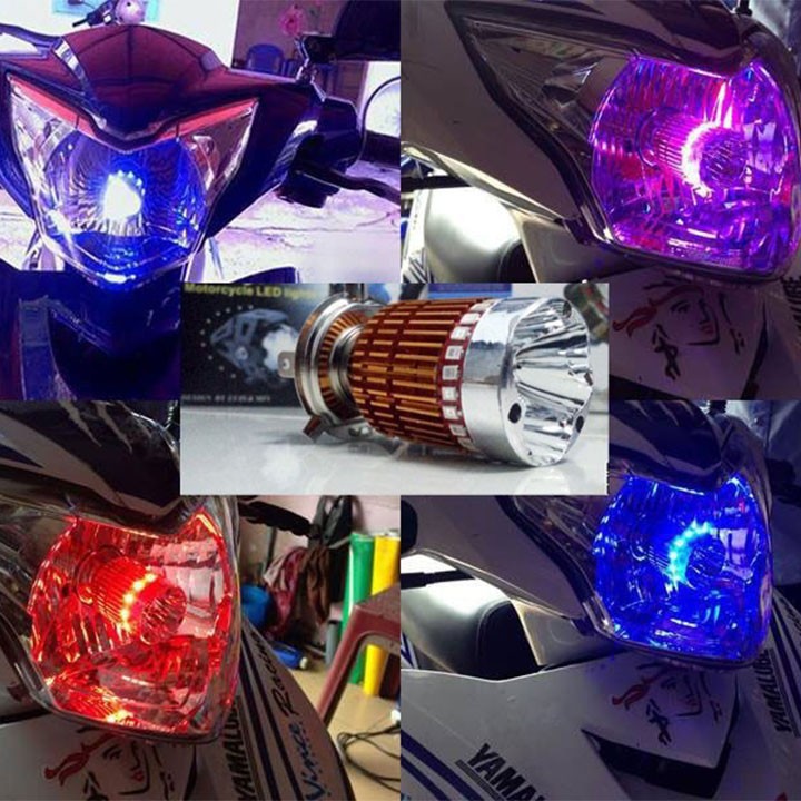 ĐÈN PHA LED XE MÁY H4 7 MÀU 🛵🏍 ĐÈN PHA LED XE MÁY SIÊU SÁNG, PHÙ HỢP VỚI NHIỀU LOẠI XE - DH47M