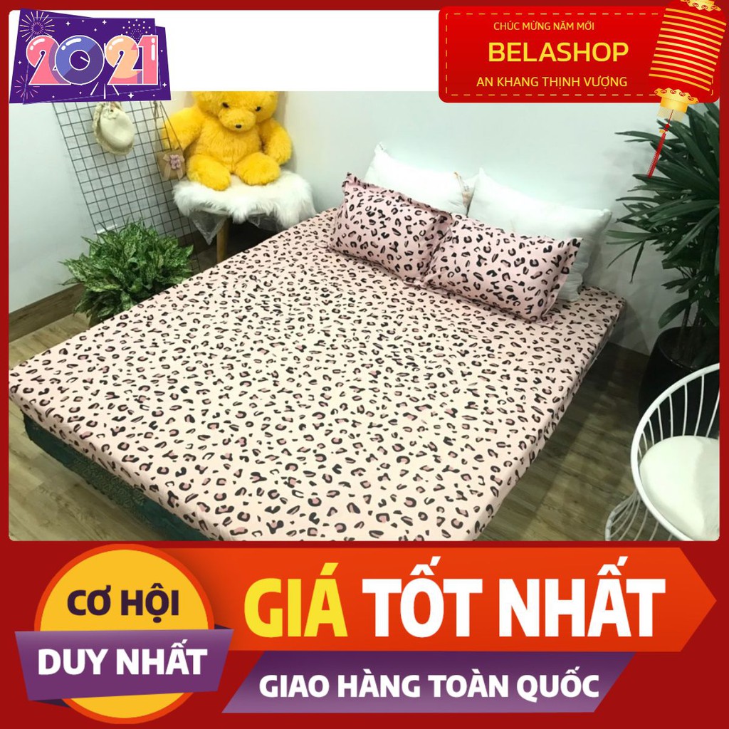 Bộ ga gối Drap 1m6 Cotton Poly Vikona mẫu da báo