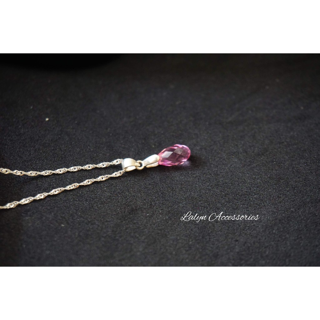 Mặt dây chuyền pha lê Swarovski Áo cao cấp hình giọt nước Briollette Pendant màu hồng Light Rose P004-2