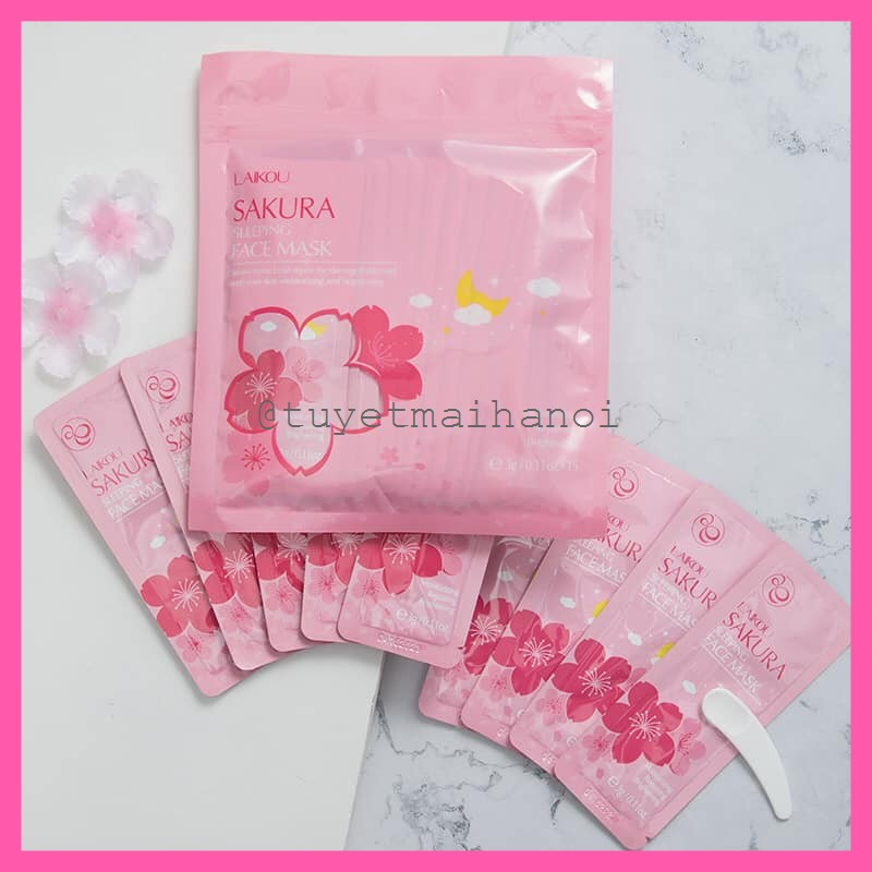 [Mã COS1904 giảm 8% đơn 300K] Bịch 15 Gói Mặt Nạ Ngủ Hoa Anh Đào Sakura Sleeping Face Mask Chính Hãng Laikou | BigBuy360 - bigbuy360.vn