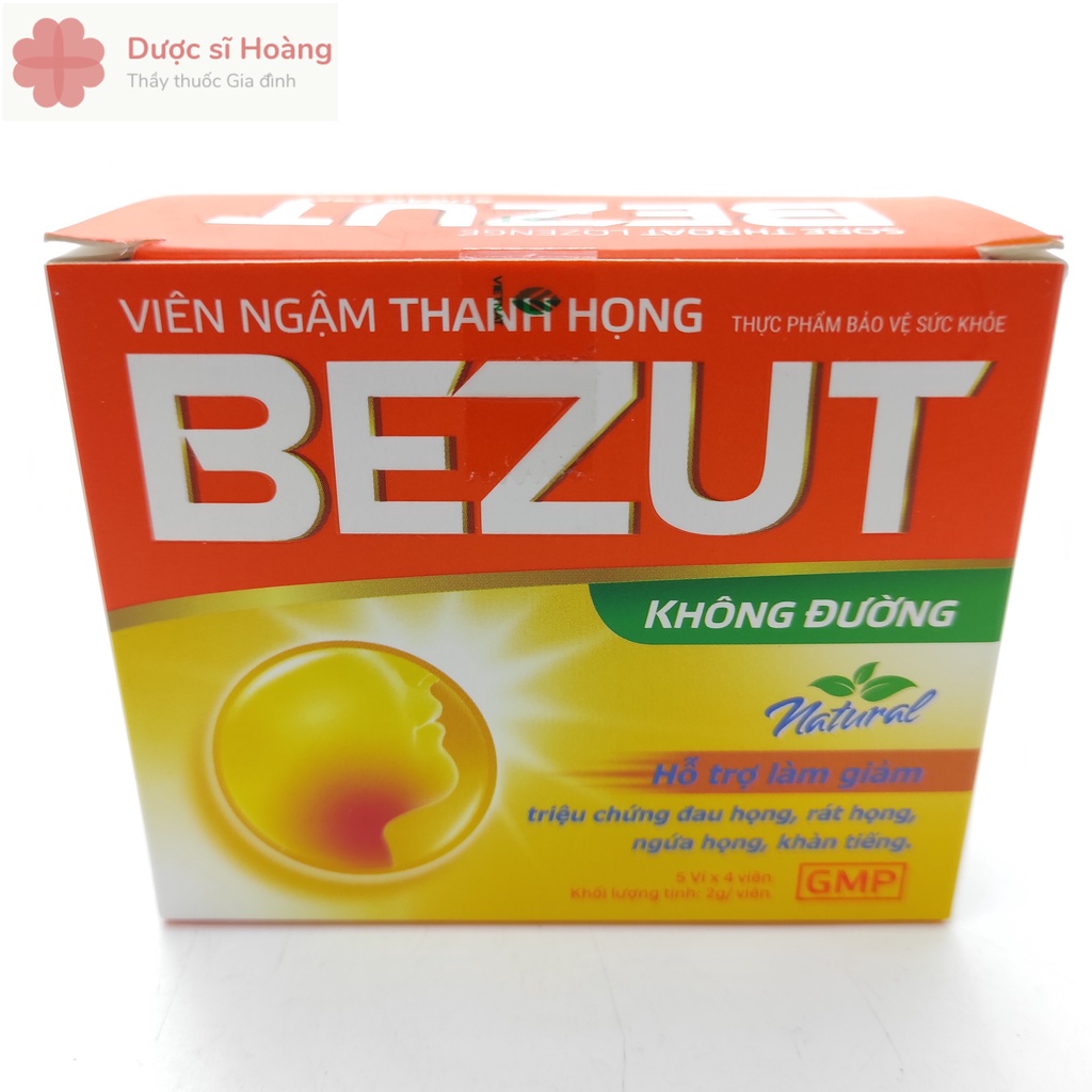 Viên Ngậm BEZUT Không Đường - Chăm Sóc Thanh Quản - Hộp 20 viên