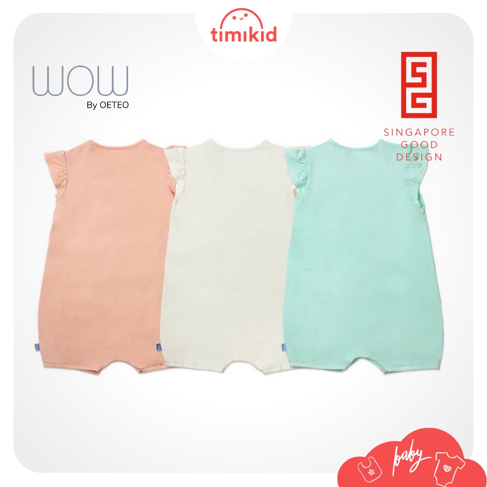 Combo 3 Bộ BodySuit Bé Gái Cao Cấp Wow By OETEO Size 3-18M - Body Cho Bé chất liệu Bamboo thoáng mát