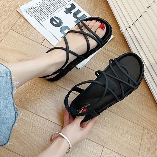 Giày Sandal Đế Dày Quai Nơ Phong Cách Hàn Quốc Thời Trang Đi Biển Mới Cho Nữ