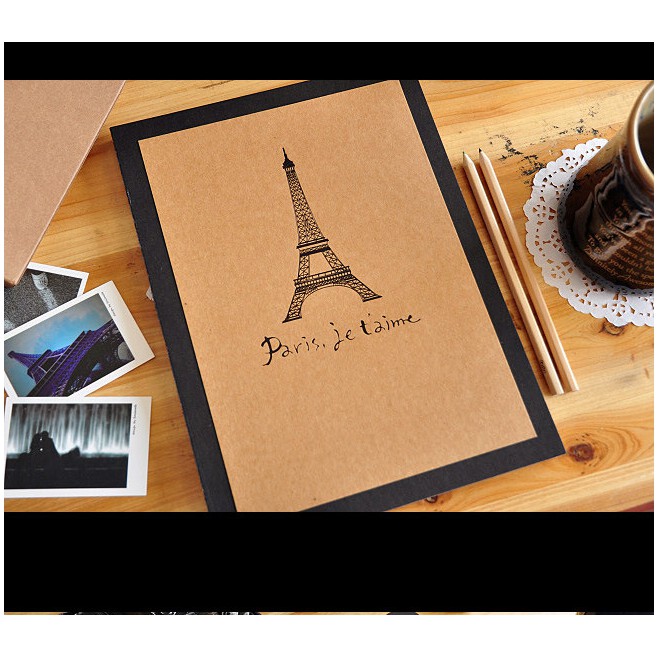 Sổ Scapbook Handmade Album Ảnh Vintage Tháp Eiffel (21x28.5cm)