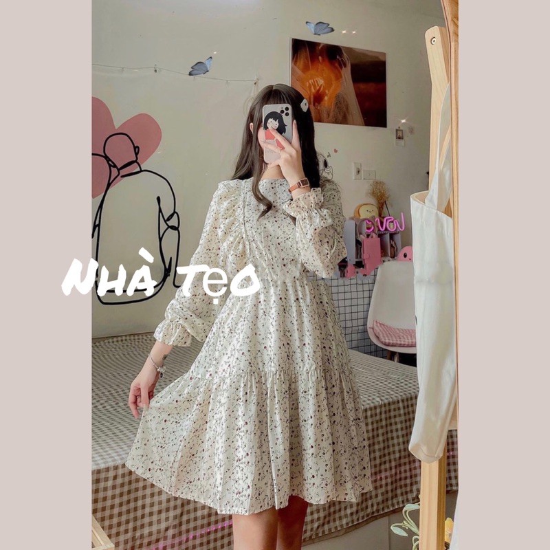 VÁY HOA BABYDOLL ULZZANG CHẤT VOAN MỊN - VÁY BÈO DỌC (sẵn/ảnh thật/video)