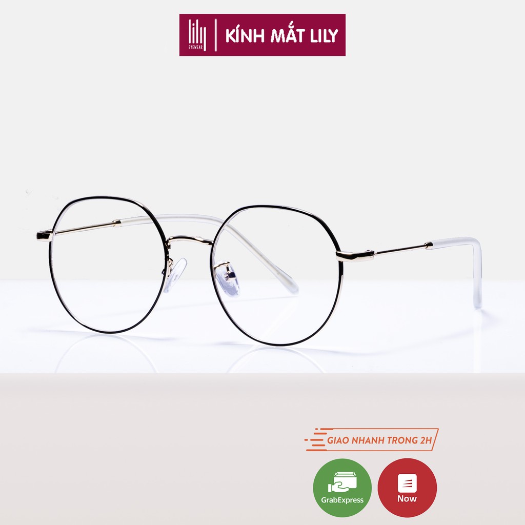 Gọng kính cận Lilyeyewear, chất liệu kim loại mắt tròn, phụ kiện thời trang nữ - 2895