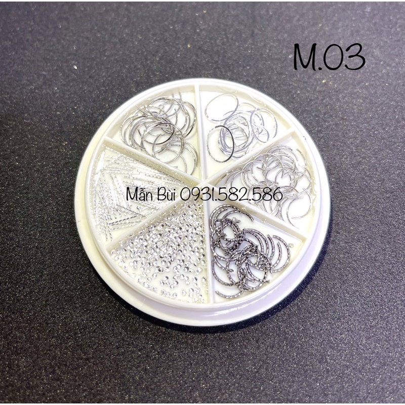 Phụ kiện đính móng nail mix màu, charm thanh