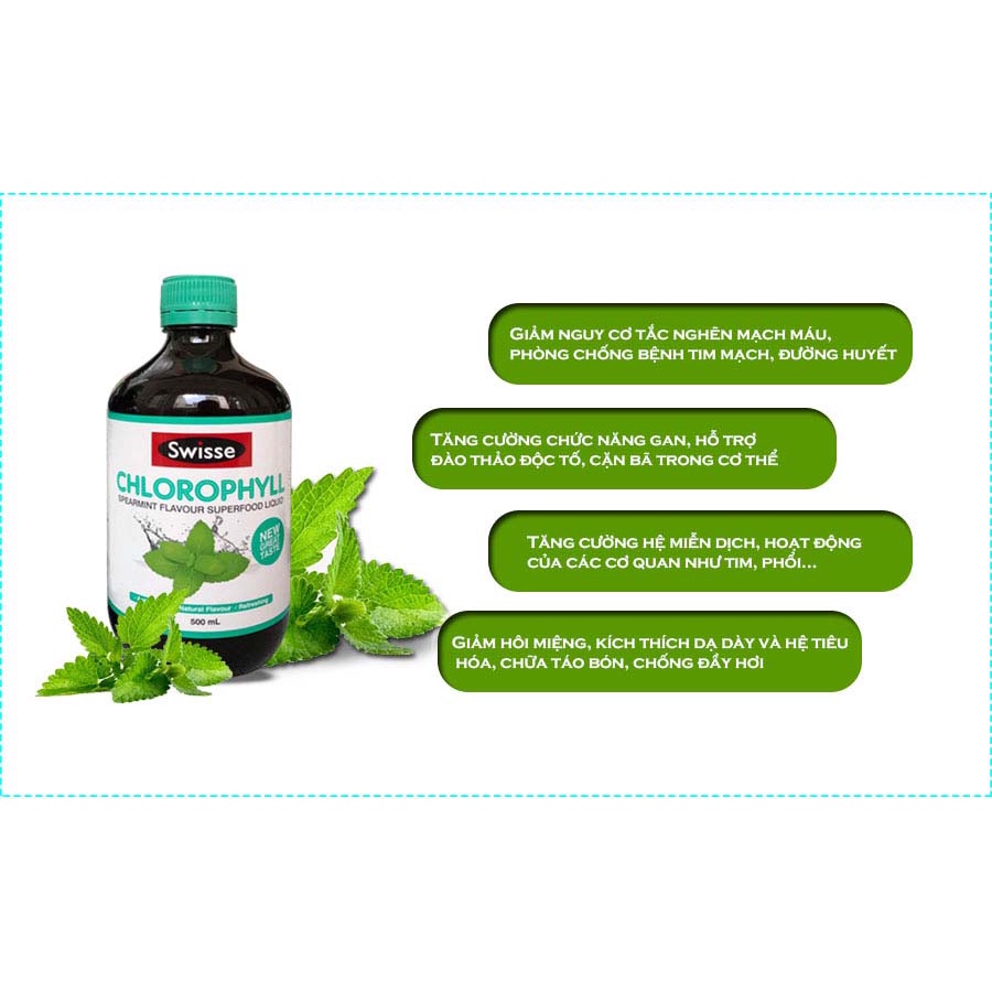 Nước Diệp Lục CHLOROPHYLL SWISSE giải đ.ộ.c gan, mát gan