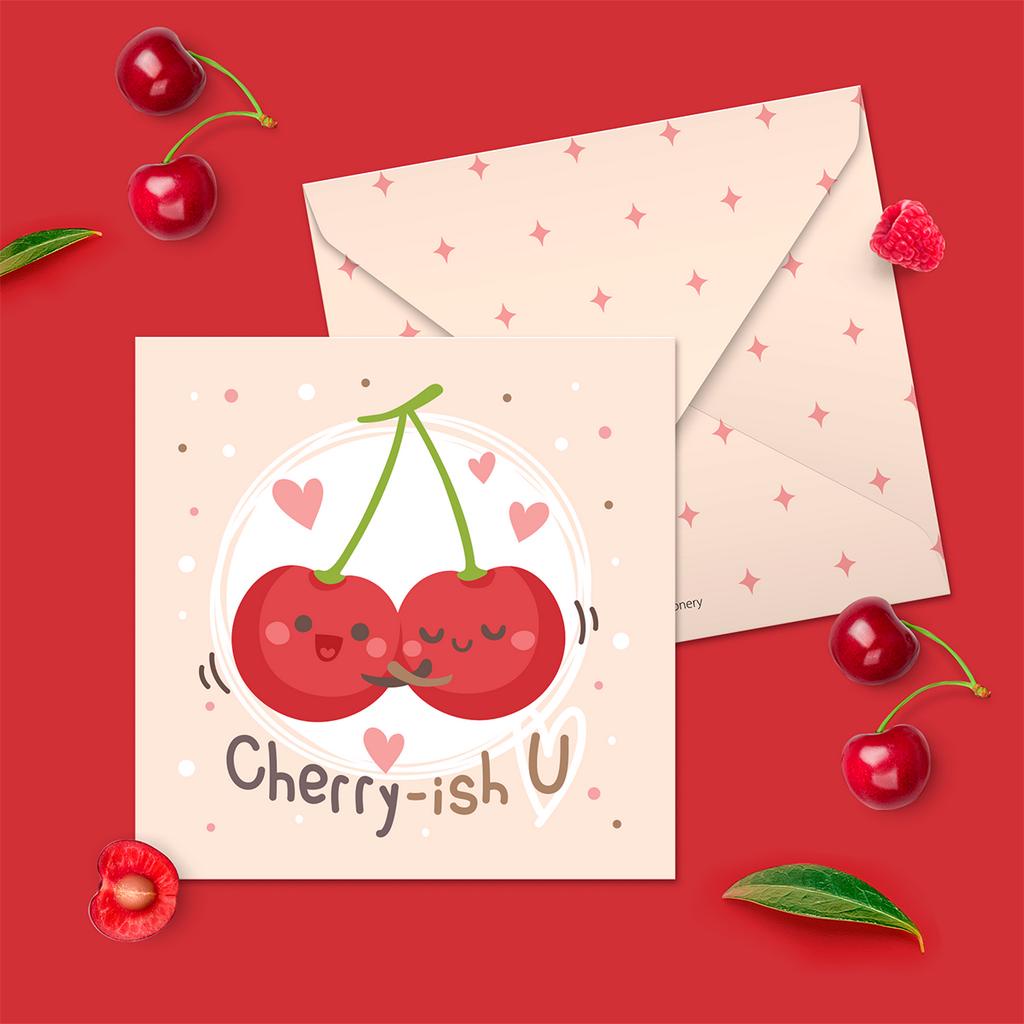 Thiệp tình yêu, valentine, tỏ tình cặp đôi SDstationery Fruity 12x12 minh họa trái cây dễ thương cute tiếng Anh vui nhộn