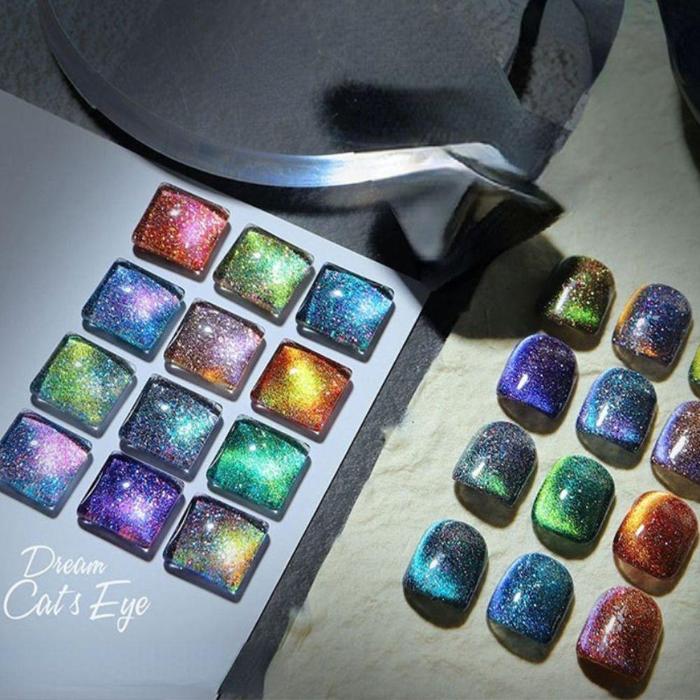 QQMALL Gel Kim Tuyến Màu Cầu Vồng Trang Trí Móng Tay Không Gây Kích Ứng