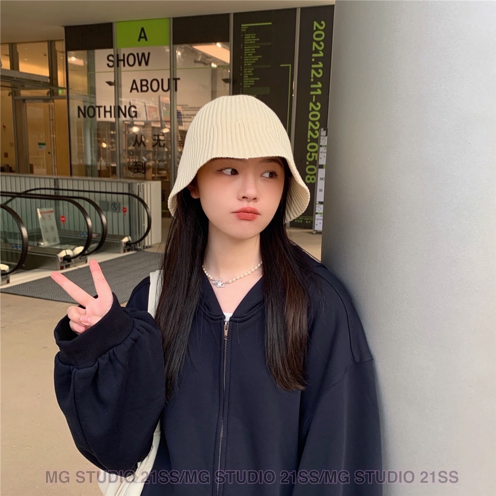 Mũ xô MG STUDIO bằng vải cotton gân sọc cá tính