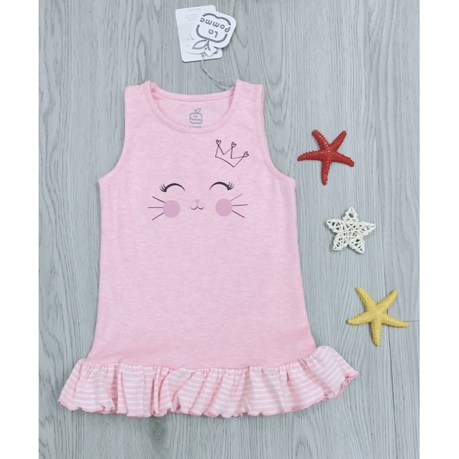 La pomme - Đầm xuông bèo nhún công chúa nhỏ vải nỉ nhung hãng La pomme