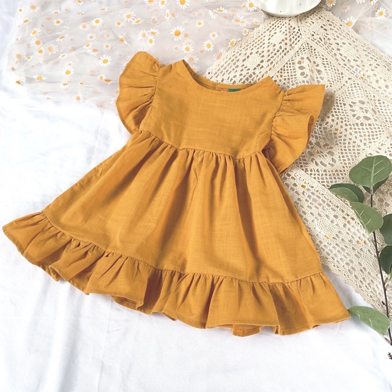 Váy bé gái chất linen siêu xinh cho bé đi chơi, đi học OP KIDS